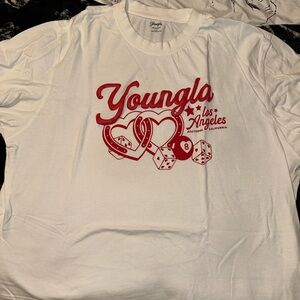 YoungLA Kids White Tee with Red Graphic